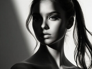 A stylish woman poses gracefully for a high-end fashion magazine.
