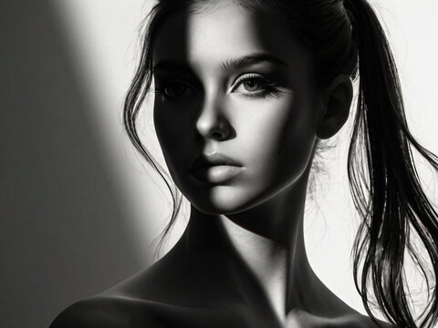 A stylish woman poses gracefully for a high-end fashion magazine.
