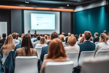 Conference Room Presentation with Attendees at Business Symposium Event