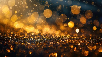 Bokeh of gold on dark backdrop