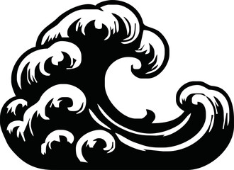 Sea Wave black Silhouette Clip art, Ocean Wave Silhouette Vector