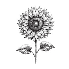 Fototapeta premium sunflower sketch hand dawn drawing vector illustration