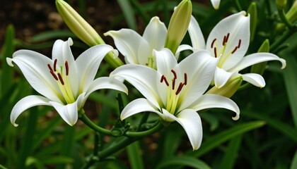 Obraz premium Beautiful white lilies in bloom