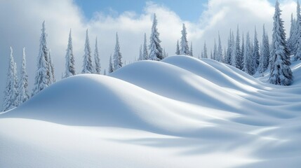 Serene Winter Landscape Snow Dunes Frozen Forest