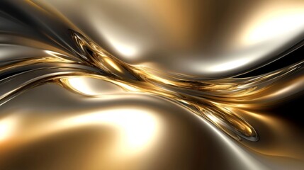 Elegant Flowing Abstract Design with Gold and Silver Colors