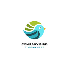 simple colored little bird logo for brand