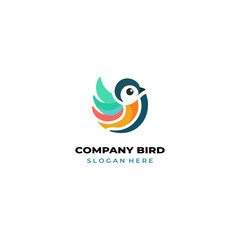 simple colored little bird logo for brand