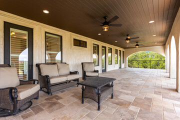 Outdoor terrace offers relaxation with comfortable seating and scenic views
