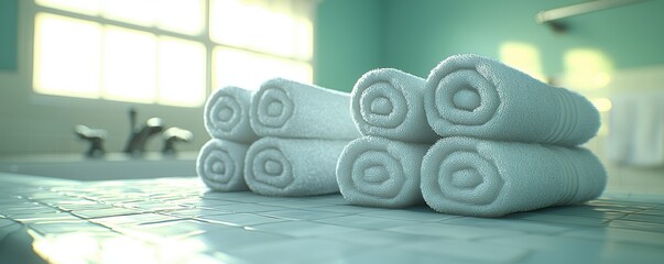 Rolled Bath Towels Spa Bathroom Cleanliness Luxury