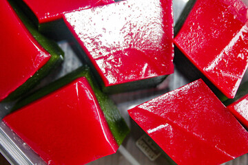 Top view of Kue Lapis or Sticky Layer Cake, Indonesian traditional dessert made from tapioca flour...