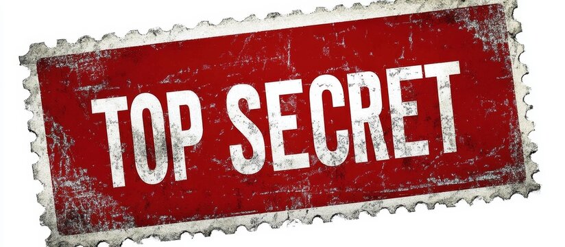 red worn out top secret stamp on white background vintage rubber seal grunge label