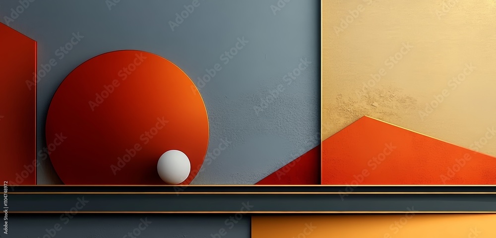 Poster modern minimalist abstract digital art composition with spheres and geometric shapes