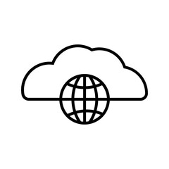 globe cloud icon vector black line white background