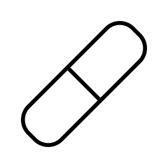 medicine pill, medicine capsule, vector icon, black line white background