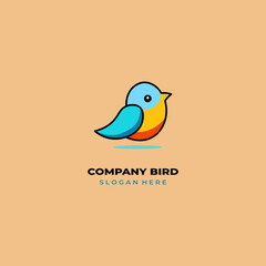 simple colored little bird logo for brand