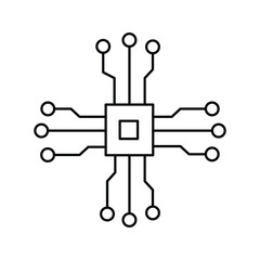 Artificial intelligence icons Vector illustration white background black lines