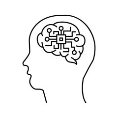 Artificial intelligence icons Vector illustration white background black lines