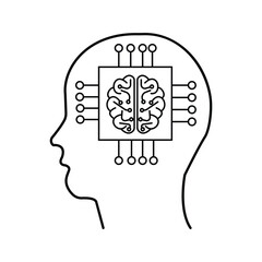 Artificial intelligence icons Vector illustration white background black lines