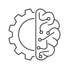 Artificial intelligence icons Vector illustration white background black lines