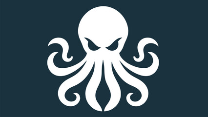 octopus head silhouette logo in flat style