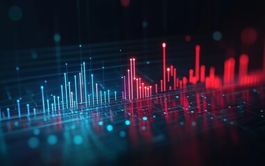 Abstract Data Visualization Dynamic Financial Growth Stock Chart with Colorful Light Trails and Technology Background