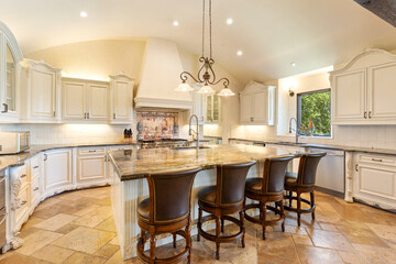 Elegant modern kitchen design with spacious island and natural light