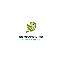 simple colored little bird logo for brand
