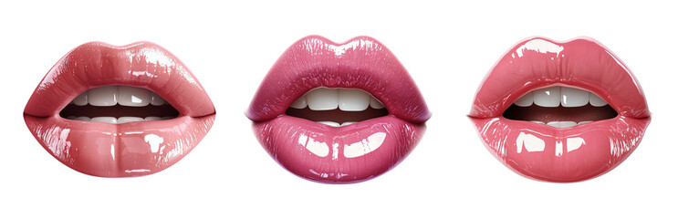 Glossy Lip Collection for Beauty Inspiration Isolated on transparent background png