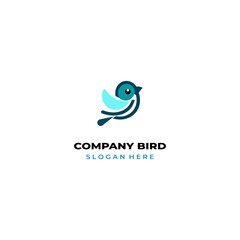 simple colored little bird logo for brand