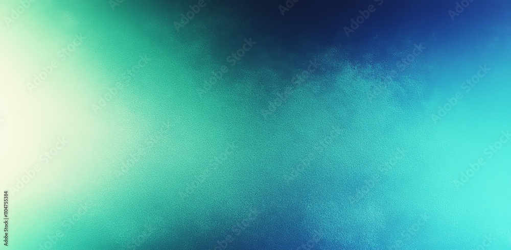 Poster calming green blue gradient background with grainy texture for design