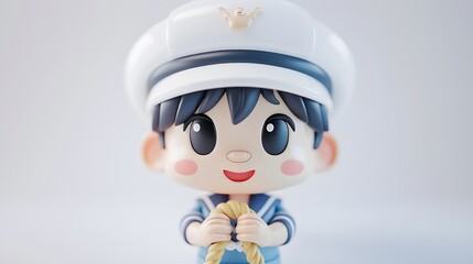 Adorable 3D rendered cartoon boy sailor.