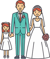 vector of a married couple with their child