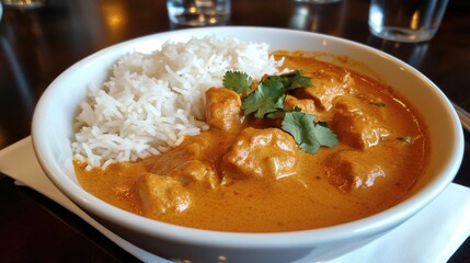 Creamy Curry Dish with Tender Chicken and Fragrant White Rice