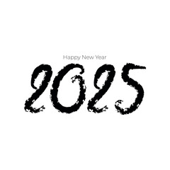 black grunge 2025 happy new year element vector design