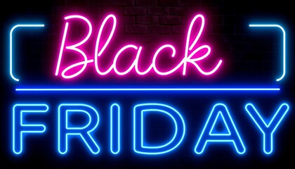 Neon Black Friday Sign Illuminating a Brick Wall