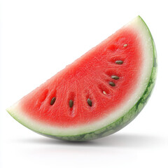 Juicy watermelon slice with vibrant red flesh and green rind, showcasing its refreshing appeal. Perfect for summer snacks and healthy eating