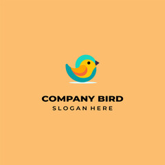 simple colored little bird logo for brand