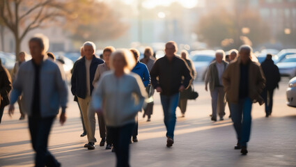 AI generative. Motion blur of people walking activity in the morning. 2
