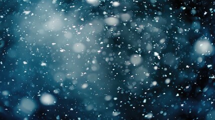 Fototapeta premium Snow falling on dark backdrop in high-quality picture