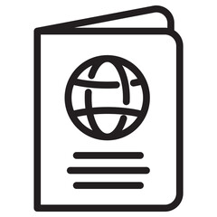 Single passport icon with outline style