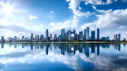 Fototapeta premium city skyline at sunset
