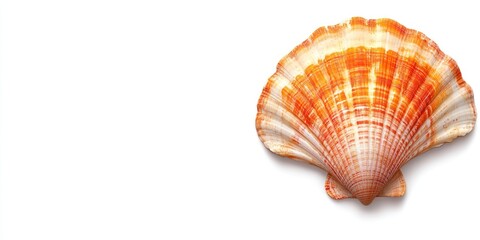 Obraz premium Single orange seashell isolated on white background.
