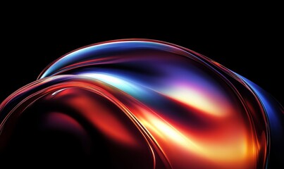 Abstract Colorful Iridescent Design with Swirling Shapes on Dark Background