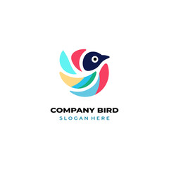 simple colored little bird logo for brand