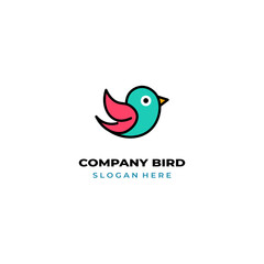 simple colored little bird logo for brand