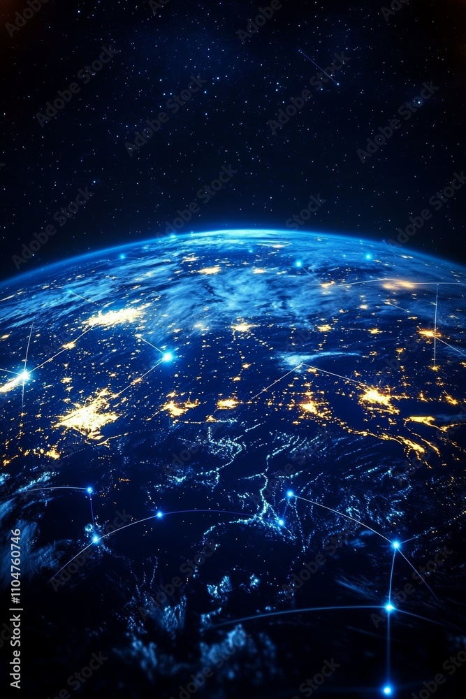 Aufkleber global connectivity network concept with earth in space and technology background