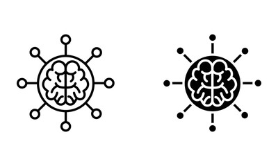 Brain with circuit connection line, illustration of artificial intelligence technology icon vector