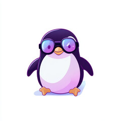 Obraz premium cartoon penguin wearing stylish glasses stands confidently, showcasing playful and fun character. This adorable penguin is perfect for children illustrations or playful designs