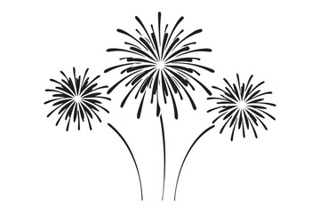 Stylized Fireworks for Christmas - Vector Silhouette Art.