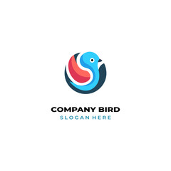 simple colored little bird logo for brand